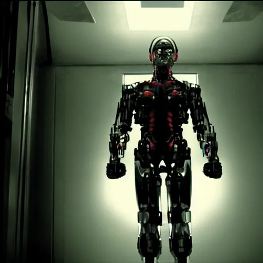 Prompt: movie still of man super hero cyborg, cinematic composition, cinematic light, by edgar wright