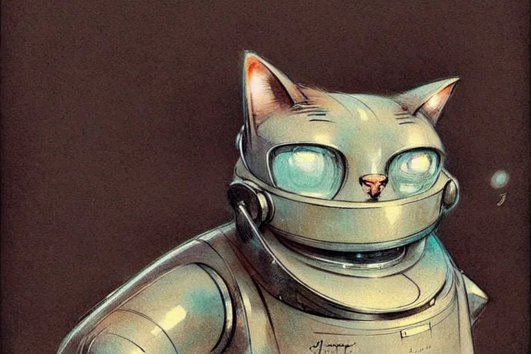 Image similar to ( ( ( ( ( 1 9 5 0 s retro future robot cat. muted colors. ) ) ) ) ) by jean - baptiste monge!!!!!!!!!!!!!!!!!!!!!!!!!!!!!!