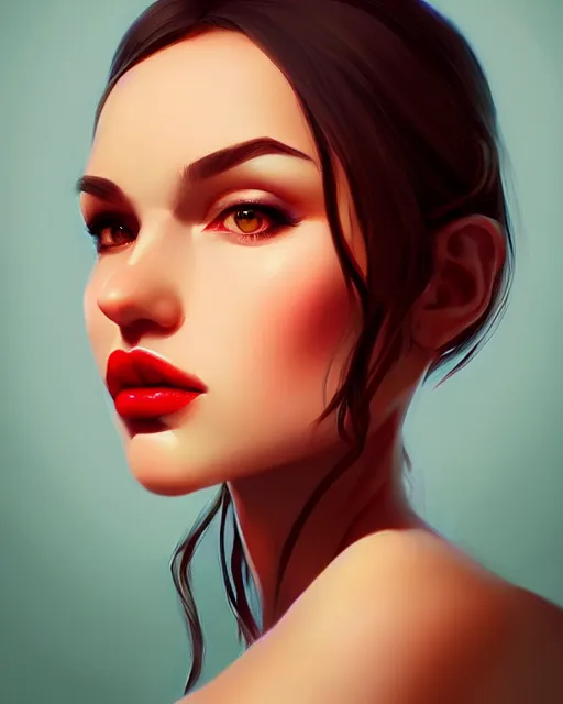 Image similar to andrea ivanova, full lips, by wlop and ilya kuvshinov and artgerm,, gorgeous, stunning, alluring, artstation, deviantart, digital art