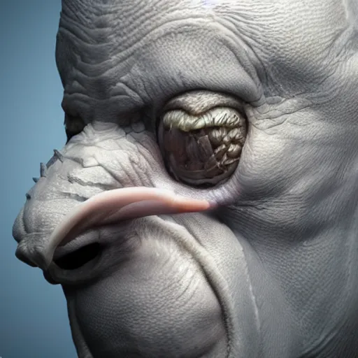 Image similar to Hyper realistic detailed 3D concept art render of a VFX creature on a film