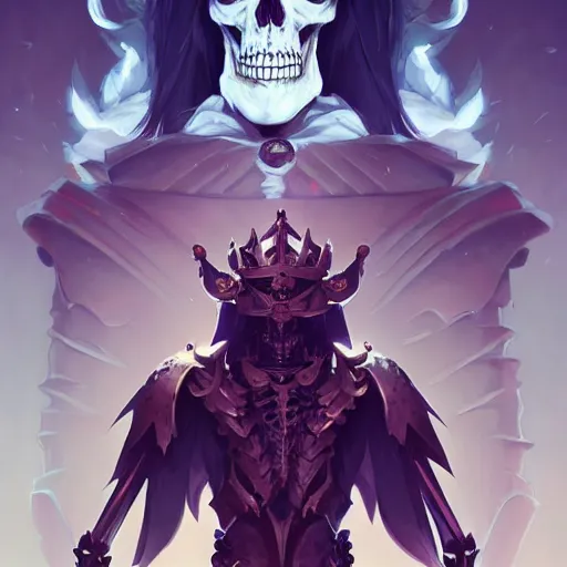 Image similar to ossarion the skeleton king, by guweiz and wlop and ilya kuvshinov and artgerm, aesthetic, gorgeous, stunning, alluring, attractive, artstation, deviantart, pinterest, digital art