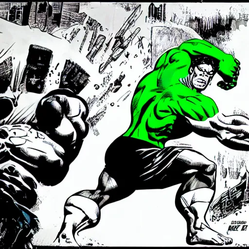 Image similar to hulk against link, comic book, by frank miller, 4 k, 3 d