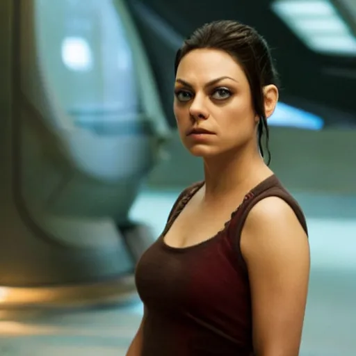 Image similar to A still of Mila Kunis as T'Pol