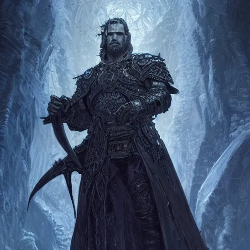 Prompt: [Jon Bernthal as the Lich King, closeup, D&D, intricate, elegant, highly detailed, digital painting, artstation, concept art, matte, sharp focus, illustration, art by Artgerm and Greg Rutkowski and Alphonse Mucha and Enki Bilal]