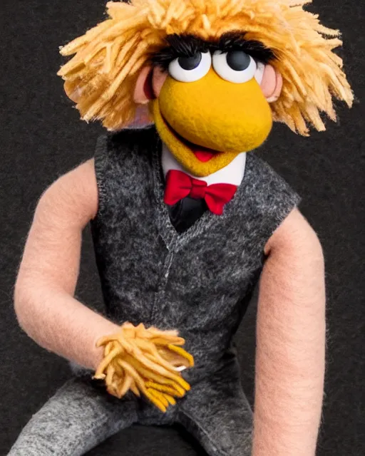 Image similar to adin ross as a muppet. highly detailed felt. hyper real photo. 4 k.