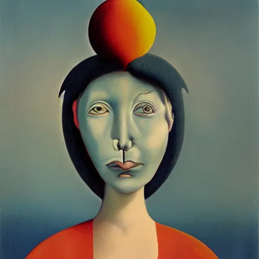 Image similar to A surrealist painting of a woman's head with a birdcage for a mouth