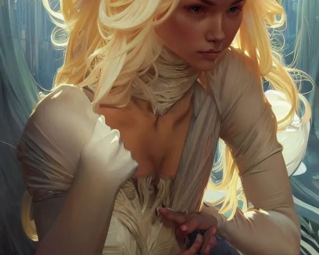 Prompt: a crowd of blonde clone jump suit, vivid eyes, real life skin, intricate, elegant, highly detailed, artstation, concept art, smooth, sharp focus, art by artgerm and greg rutkowski and alphonse mucha