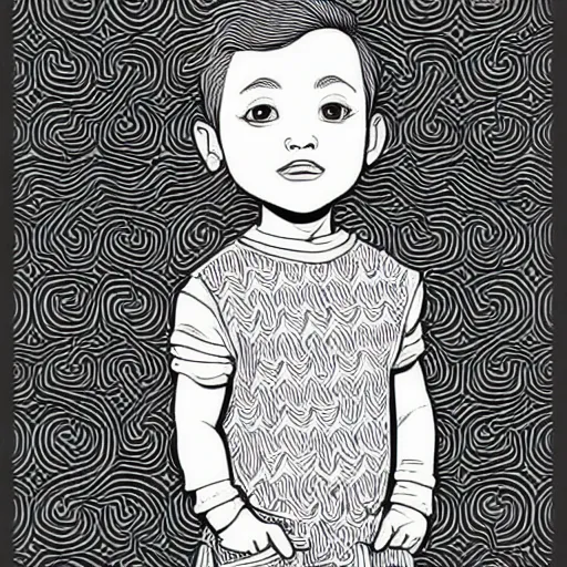 Prompt: clean simple line art of a little boy with short hair. no background. well composed, clean coloring book page, beautiful detailed face. coloring book line art by josan gonzalez