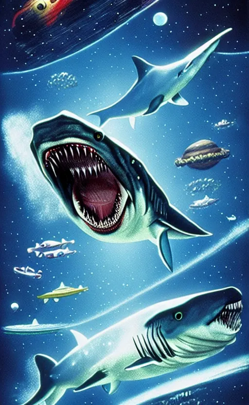 Image similar to jaws in space, exquisite movie art, by lucusfilm, weta studio, 8 k, denoised, music poster