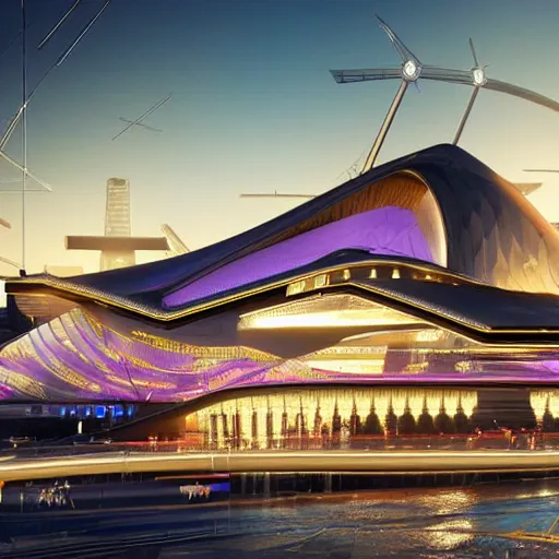 Prompt: an opera house as a background for a cyberpunk 2077 loadinh screen, very detailed, high quality photo, designed by zaha hadid, sculped by Norman foster