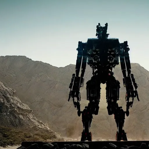 Prompt: cinematic still in westworld, full body mega mech by mamoru nagano