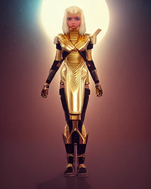 Prompt: girl exploring a pyramid, egyptian cyborg armor, white hair, atmosphere, gold, detailed, intricate, beautiful face, cinematic lighting, trending on artstation, blue eyes, 4 k, focused, extreme details, cinematic, masterpiece, by akihito tsukushi