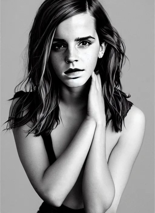 Image similar to Emma Watson as a hegre model, intimate, portrait by Patrick Gleason