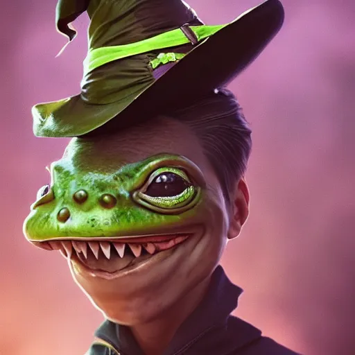 Prompt: a witch turns a man into a frog , made by Stanley Artgerm Lau, WLOP, Rossdraws, ArtStation, CGSociety, concept art, cgsociety, octane render, trending on artstation, artstationHD, artstationHQ, unreal engine, 4k, 8k,