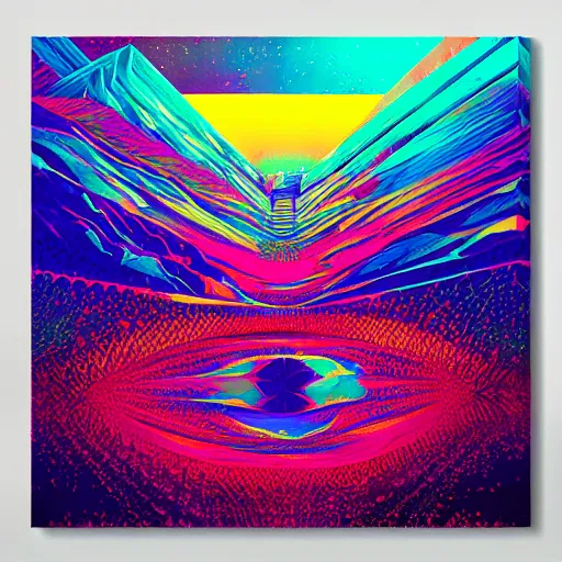 Image similar to psychedelic abstract digital artwork reminiscent of album covers from the 70's in the art style of Alena Aenami, Marcel Marcel and Metzinger