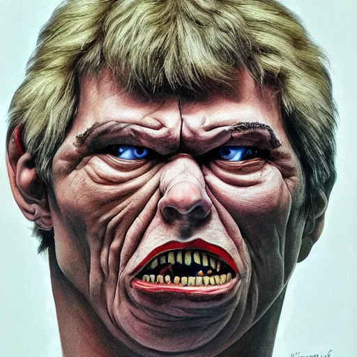 Image similar to bodyhorror portrait by h. r. giger of boris yefimovich nemtsov who became a degraded abomination, photo - realistic, color image, 2 k, highly detailed