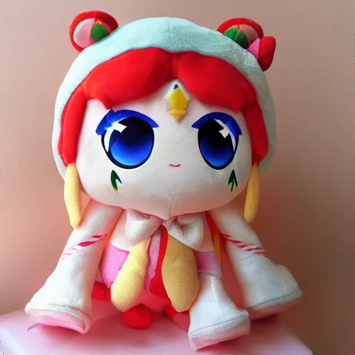 Image similar to cute fumo plush of the goddess of karmic consequence, deity of fate