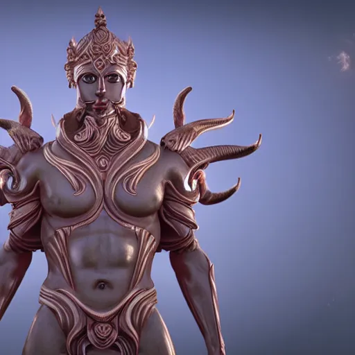 Image similar to a beautiful athletic male alien god that looks like vishnu, unreal engine 5, cinematic, realistic