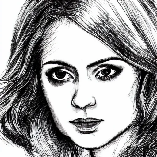 Prompt: pen and ink portrait of natalya poklonskaya, extremely detailed, trending on ArtStation