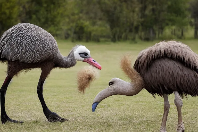 Image similar to man argues with an ostrich