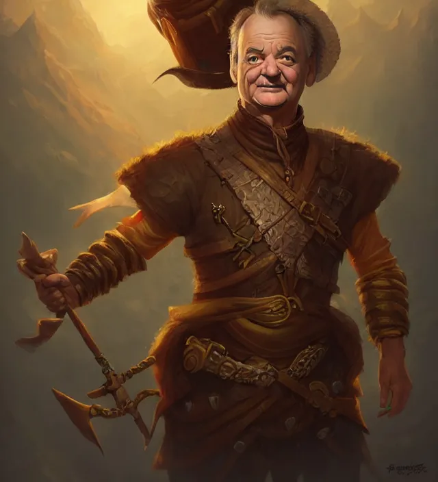 Image similar to bill murray, dnd character art portrait, matte fantasy painting, deviantart artstation, by jason felix by steve argyle by tyler jacobson by peter mohrbacher, cinema