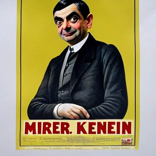 Prompt: mr. bean in the kitchener poster ( 1 9 1 4 ), highly detailed, smooth