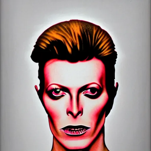 Image similar to tattoo design, stencil, portrait of david bowie, symmetrical face