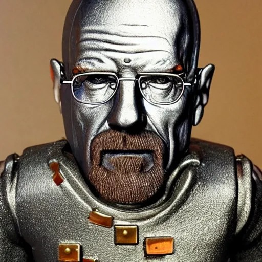 Prompt: tin man walter white made out of metal