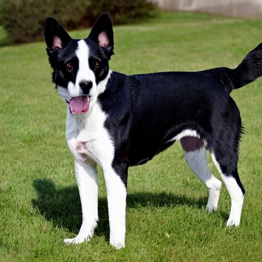 Image similar to a black and white dog mixed with american staffordshire terrier papillon german shepherd treeing walker coonhound