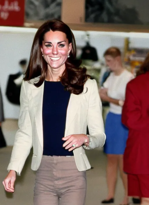 Image similar to candid photo of kate middleton in a shopping mall in the 1990s