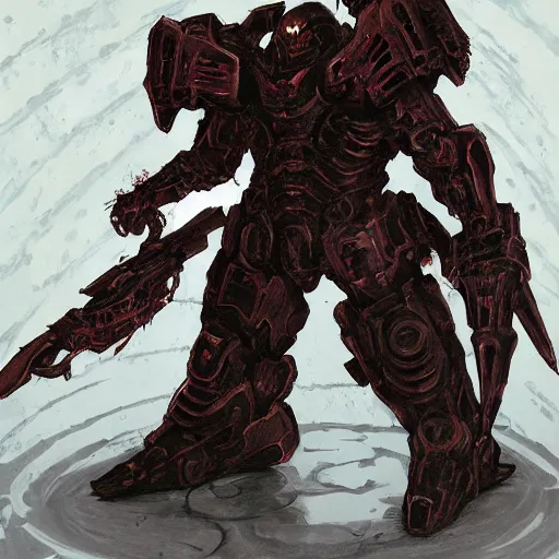 Image similar to doom slayer, painted by tsutomu nihei, painted by stanley lau