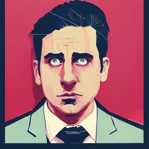 Prompt: Michael Scott profile picture by Sachin Teng, asymmetrical, Organic Painting , Matte Painting, geometric shapes, hard edges, graffiti, street art:2 by Sachin Teng:4