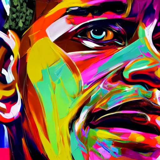 Prompt: a vibrant oil painting close up of barack obama by francoise nielly, trending on artstation : 3