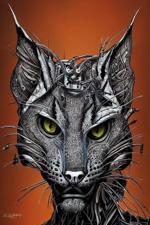 Image similar to detailed portrait artwork of a biomechanical lynx by subjekt zero