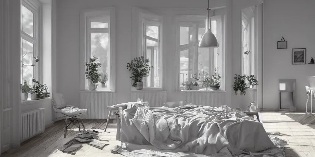 Prompt: detailed render of scandinavian interior bright lighting, by Agnieszka Wozniak, corona render, 3Dsmax, trending on Artstation 8k