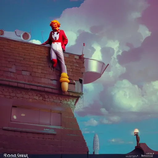 Image similar to ronald mcdonald statue in the world by beeple, darek zabrocki, tyler edlin, jordan grimmer, neil blevins, james paick, natasha tan, highly detailed, ultra detailed, ultra realistic, trending on artstation