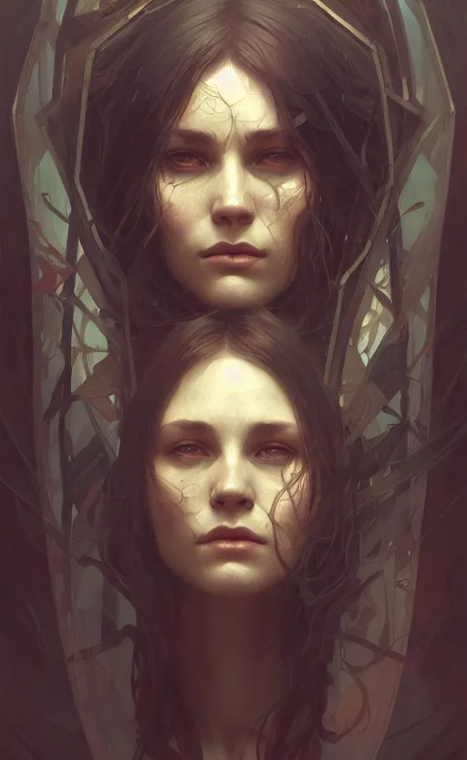 Image similar to a portrait of personified death, concept art, deep focus, intricate, highly detailed, digital painting, artstation, matte, sharp focus, illustration, art by greg rutkowski and alphonse mucha