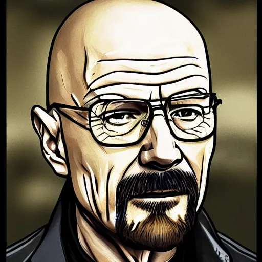 Prompt: Walter White from Breaking Bad in anime art style, highly detailed,