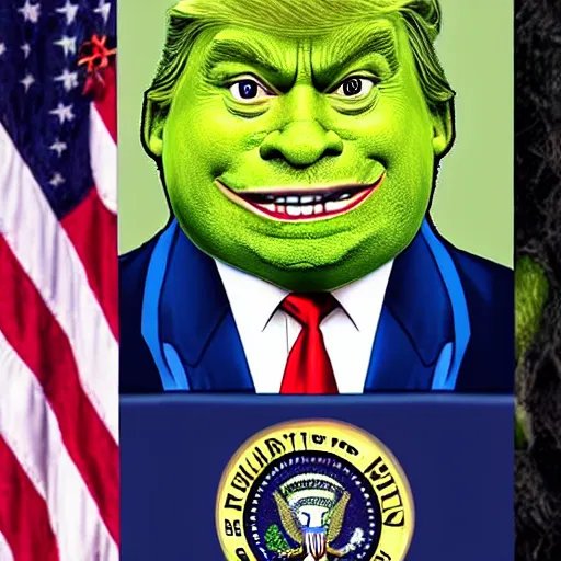 Prompt: trump with a shrek face