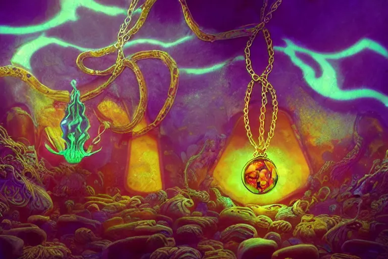 Prompt: psychedelic spongebob with trinket necklace, epic angle and pose, reflective pool, symmetrical artwork, ayahuasca, translucent, fungus, energy flows of water and fire, highly detailed, epic cinematic concept art, excellent composition, dystopian brutalist atmosphere, dynamic dramatic lighting, aesthetic, very inspirational, arthouse, Greg Rutkowski, Artgerm