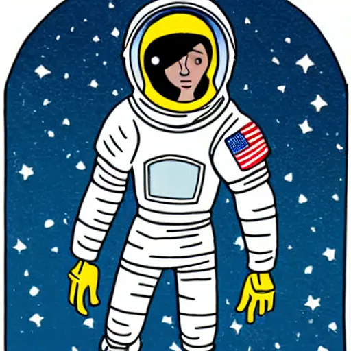 Prompt: tarot card of an astronaut playing soccer