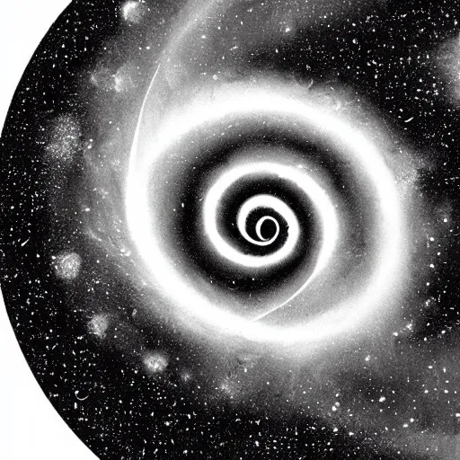 Prompt: black and white illustration creative design, spiral galaxy