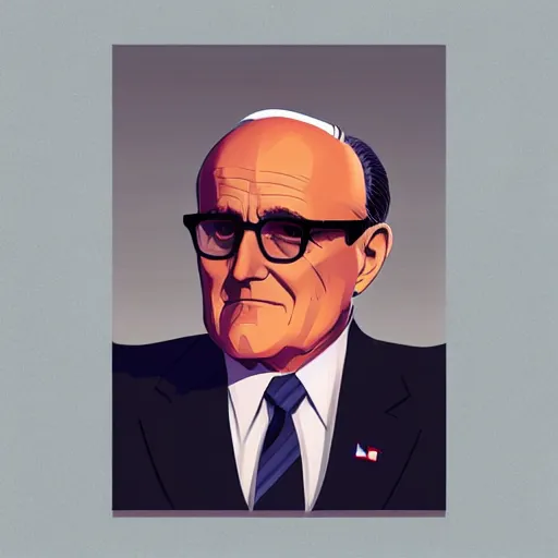 Image similar to cute rudy giuliani, in the style of ilya kuvshinov, high quality digital art