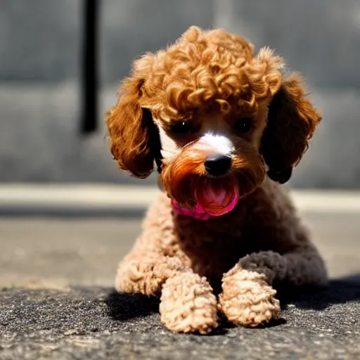 Image similar to teacup poodle licking its nose