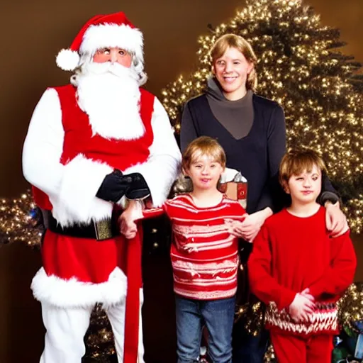 Image similar to Luke Skywalker and family in a Christmas photo with Santa