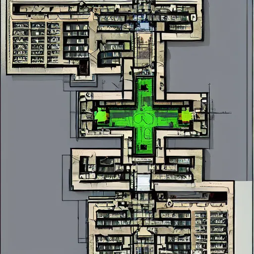 Image similar to architectural floor plan call of duty minimap, symmetrical outpost, ancient fort