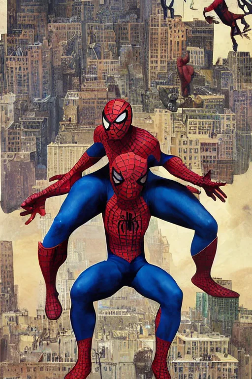 Image similar to upper body and head portrait of ray winstone as spiderman against simple background, by alex ross and jack kirby and sergey kolesov and jason fabok and lawrence alma tadema and norman rockwell and greg staples and rick berry and jeremy man