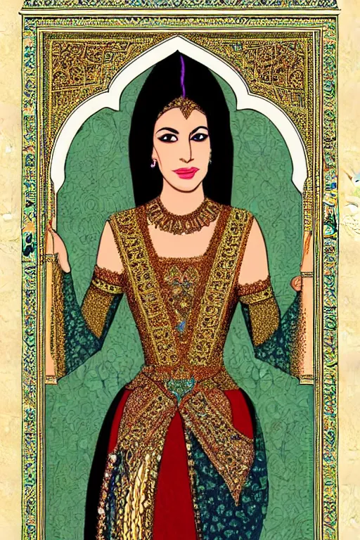 Image similar to Portrait of a Persian Princess who is an architect, beautiful princess, architect, plan of persian building