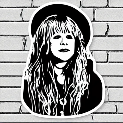 Image similar to stevie nicks playing guitar and singing, sticker - art, svg vector, adobe - illustrator