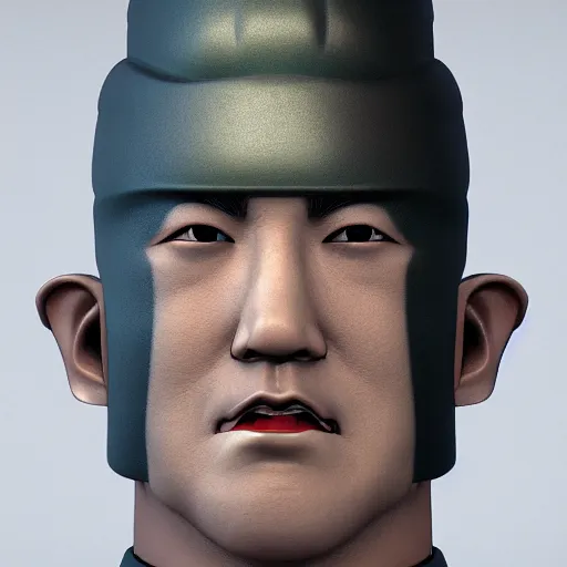 Image similar to portrait of a bust of a samurai head with futuristic fashion elements created by yuuki morita, brilliantly colored, octane render, 3 d animated, unreal engine 5, studio lighting, smooth surface
